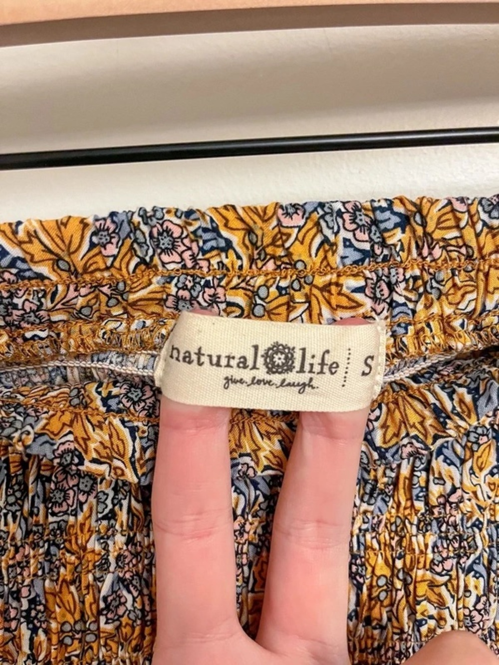 Natural Life 2 Piece Yellow and Blue Floral Skirt and Top Set - Picture 6 of 7